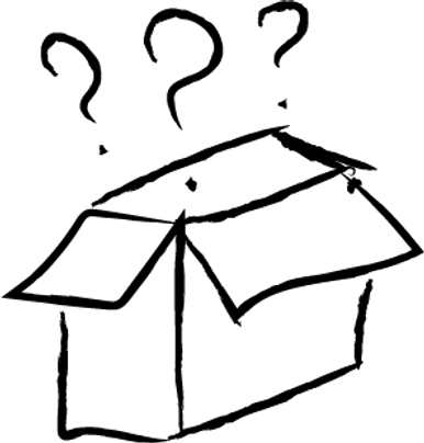 Open box with question marks
